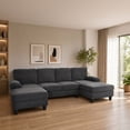 thumbnail image 3 of Leumius 104" U Shaped Sectional Sofa,Modern 4 Seat Oversized Sofa with Double Chaise for Living Room,Dark Gray, 3 of 13