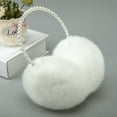 thumbnail image 4 of Women Girls Winter Fluffy Plush Earmuffs Imitation Pearl Beaded Headband Thicken, 4 of 11