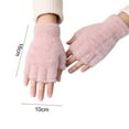 thumbnail image 6 of 2 Pairs Winter Fingerless Gloves Half Finger Gloves Warm Stretchy Gloves with Finger Holes Women's Cold Weather Gloves, 6 of 7