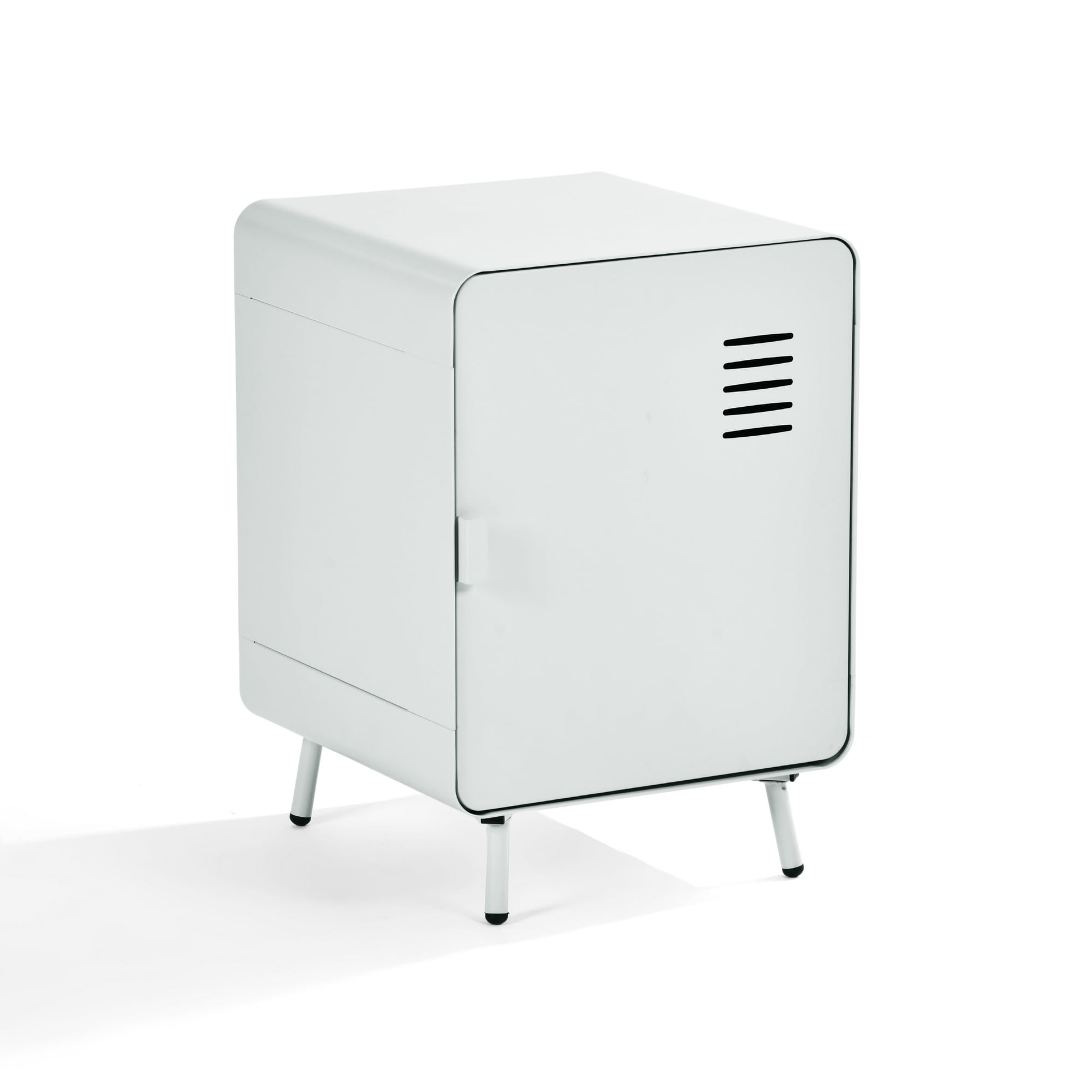Homy Casa Storage Locker Nightstand with Shelves Metal End Table for Bedroom Dorm Office Chalk White