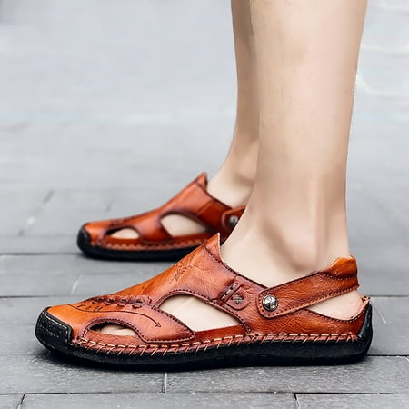 

Yolai Men S Summer Breathable Hand Sewn Foot Covering Casual Beach Lazy Pu foreign Trade Sandals