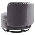 thumbnail image 4 of Armchair Swivel Accent Tufted Chair, Black Grey Gray, Velvet, Modern Contemporary, Living Lounge Cafe Room Hotel Lobby Hospitality, 4 of 7