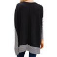 thumbnail image 4 of Women Stripes Print Colorblock Long Sleeves Crew Neck Side Split Shirt, 4 of 5