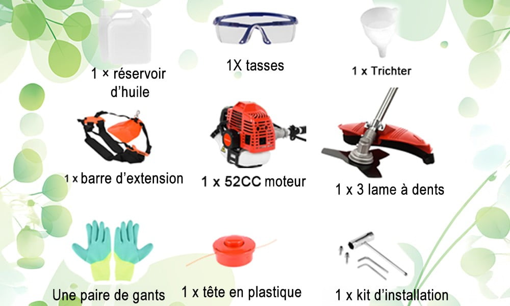 Floseru 52cc Weed Wacker Gas Powe, 2 in 1 Gas String Trimmer/Edger Brush Cutter,Multi Yard Care Tools,Rubber Handle & Shoulder Strap Included, Lightweight Design