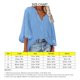 thumbnail image 3 of Blusa de manga acampanada para mujer, camisa con cuello en V profundo, Top de encaje de Color puro, camisa informal holgada, 3 of 5