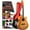 Red, variant on Pyle Steel String Acoustic Guitar Kit, 41" Full Size Cutaway with Ashtree Top, Open Pore Finish, Premium Accessory Set with Armored Gig Bag, Sunburst Teardrop Matte
