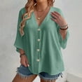 thumbnail image 7 of Kaemgyyd Tops for Women Trendy Fall Button Down V Neck Flowy Blouse Summer Beach Vaction Loose Shirt Fashion Outfits, 7 of 7