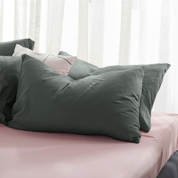 RFUGUG Natural Linen-Feel Washed Cotton Pillowcase - Hypoallergenic, Gentle on Hair & Skin, Soft, Breathable Fabric, 19x29 Inch, Hidden Side-Opening, Perfect for Allergy Relief and Comfort