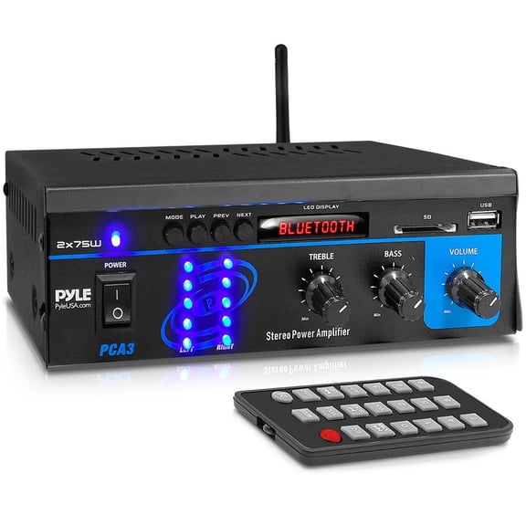 PYLE PCA3 - Stereo Power Speaker Amplifier - Compact Audio Control Amp System, RCA Input, 150-Watt MAX