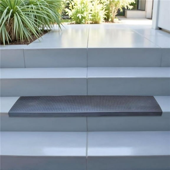 HomeRoots 576950 Rectangle 9 x 30 in. Black Rubber Outdoor Door Mat