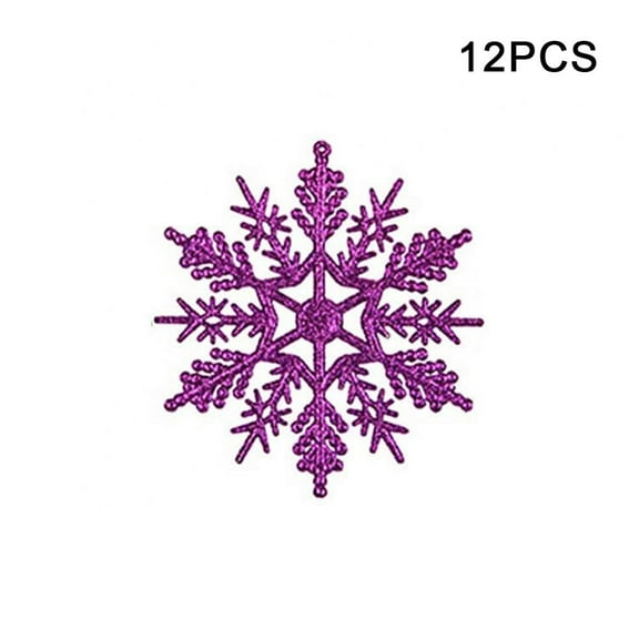 12pcs Purple Snowflake Ornaments Glitter Snow Flakes Ornaments for Winter Christmas Tree Decorations 4 inch Size Varies Craft Snowflakes