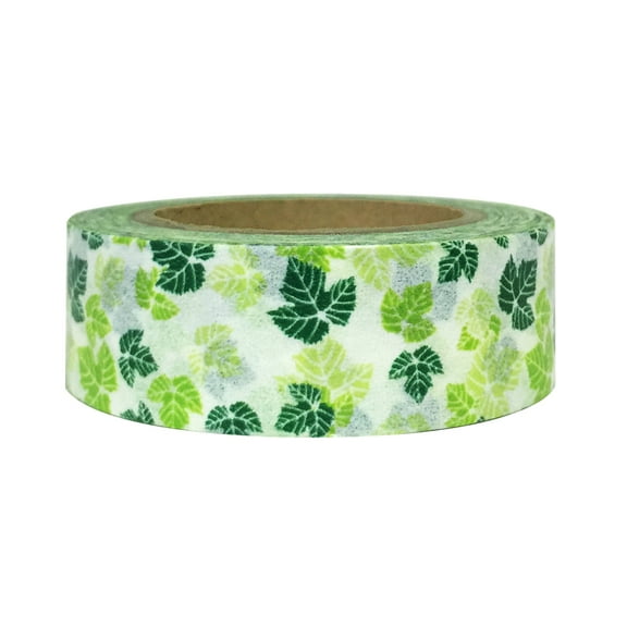 Wrapables® Colorful Patterns Washi Masking Tape, Green Maple Leaves