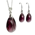 thumbnail image 1 of Juego de aretes y cadena ZVEZDA con dije en forma de hoja plata mexicana ley .925 amatista, 1 of 5