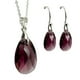 thumbnail image 1 of Juego de aretes y cadena ZVEZDA con dije en forma de hoja plata mexicana ley .925 amatista, 1 of 5