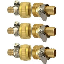 YOUHO Brass Garden Hose Repair Connector， Fit for 1/2"Garden Hose Fitting,Male and Female Hose Fittings(1/2"-3 Set)，with Clamps Hose End Repair Kit.
