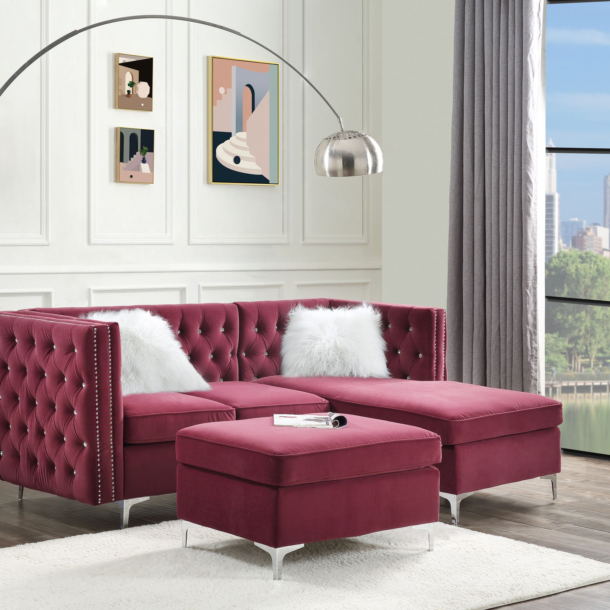 ACME Jaszira Ottoman in Burgundy
