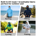 thumbnail image 6 of WELIGU UPF 50+ Men's Sun Protection Hoodie with Face Mask & Gaiter, Breathable Long Sleeve Fishing Hiking Shirt Yellow & Green XXL, 6 of 7