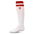 thumbnail image 3 of MeMoi Ribbed Varsity Stripe "Checkered Heart" Cotton Rich Knee Sock - Girls - Female, 4, Black, 3 of 11