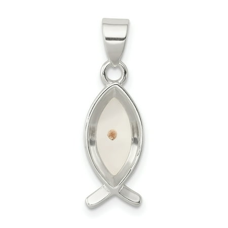 Ichthus Jewelry 925 Sterling Silver Enameled Mustard Seed Ichthus Fish Pendant Charm Necklace Religious Ichthu For Women ()