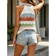 thumbnail image 4 of Sleeveless Colorful Striped Block Halter Neck Women Knit Tank Tops, 4 of 6
