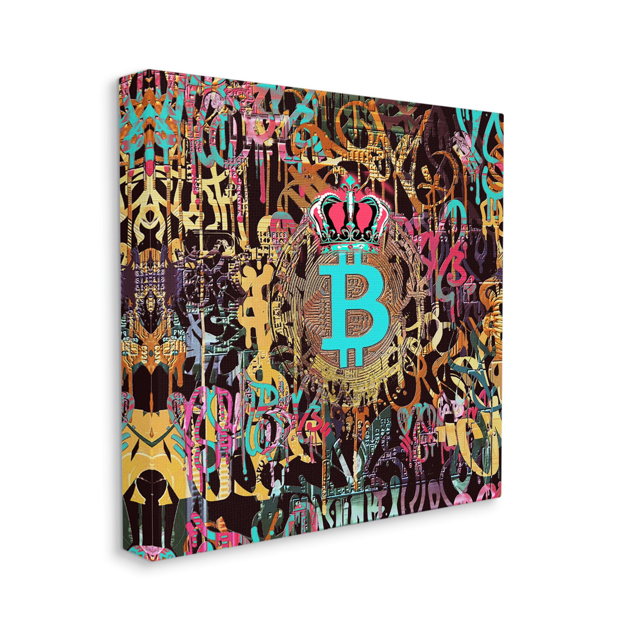 Stupell Graffiti Street Style Bitcoin Symbol Beauty & Fashion Painting Gallery Wrapped Canvas Print Wall Art