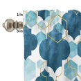 thumbnail image 4 of Blue Moroccan Curtain Valances Set Abstract Gradient Gold Blue Geometric Kitchen Curtains 36&nbsp;inch Length Rod Pocket Valance and Tiers 3 Piece Set Small Bedroom Bathroom Laundry Decor, 4 of 9