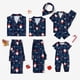 thumbnail image 1 of Conjuntos de pijamas familiares a juego con camisa y pantalones abotonados con cuello con muescas y estampado de copos de nieve y Papá Noel, 1 of 5