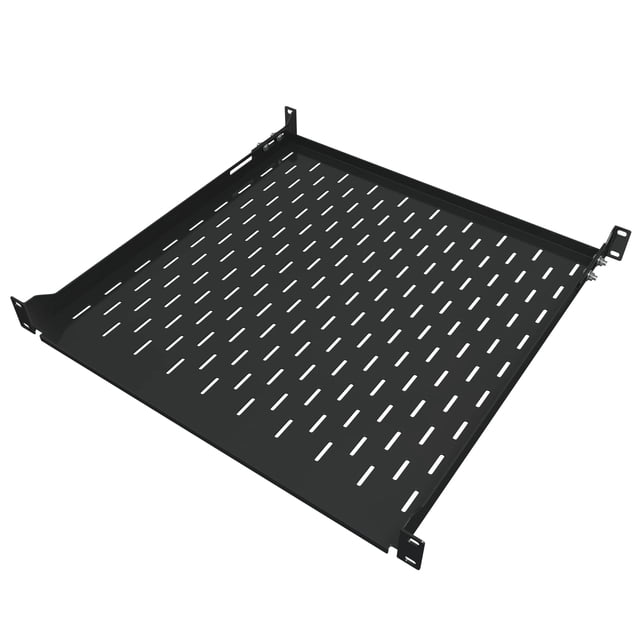 1U Server Rack Shelf - 19" Rackmount Tray - 17.7" (450mm) Deep 4-Post Fixed Mount for Computer Network/AV/IT Equipment Cabinet Enclosure - Vented for Maximum Airflow (Black) - Tupavco TP1711