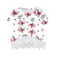 thumbnail image 4 of Realhomelove Girls Casual Tunic Tops Crewneck Layered Floral Print Short Sleeve Loose Soft Lace Blouse T-Shirt for 3-14 Years, 4 of 4