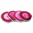 thumbnail image 4 of Modern Home Set of 4 Natural Agate Stone Coasters - Pink w/Silver Edge, 4 of 6