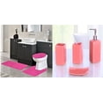 thumbnail image 1 of Alfombra antideslizante para baño, 7 piezas, color rosa intenso, chenilla ultra suave n.° 6, 1 tapete, 1 tapete de contorno, 1 tapa y 4 accesorios de cerámica., 1 of 3