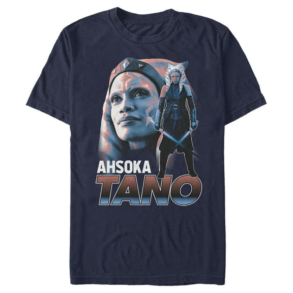Men's Star Wars: The Mandalorian Ahsoka Tano Portrait Graphic Tee Navy Blue 3X Large