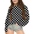 thumbnail image 2 of LIIPEE Girls Boys Hoodies Dot Printed Long Sleeve Round Neck Pullover Hoodless Sweatshirt Sweet School Sweatshirts,Black,2-3 Years, 2 of 4