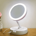 thumbnail image 2 of Dry Battery/USB Dual Purpose Double-Sided Mirror LED Makeup Mirror Portable Makeup Mirror Makeup Light With 10XMagnification, 2 of 7