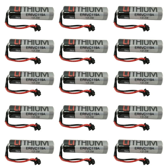 15Pcs ER6V/3.6V Compatible with ER6VC119A ER6V119B 2400mAh Lithium Battery for M70 M60 PLC with Plug