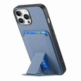 thumbnail image 2 of C1-11 for iPhone 16 Pro Case Card Holder Carbon Fiber Texture Leather Coated TPU Phone Cover - Blue, 2 of 5