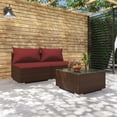thumbnail image 1 of vidaXL Ensemble de Salon de Jardin 3 Pcs avec Coussins en Rotin Poly Brun, 1 of 4