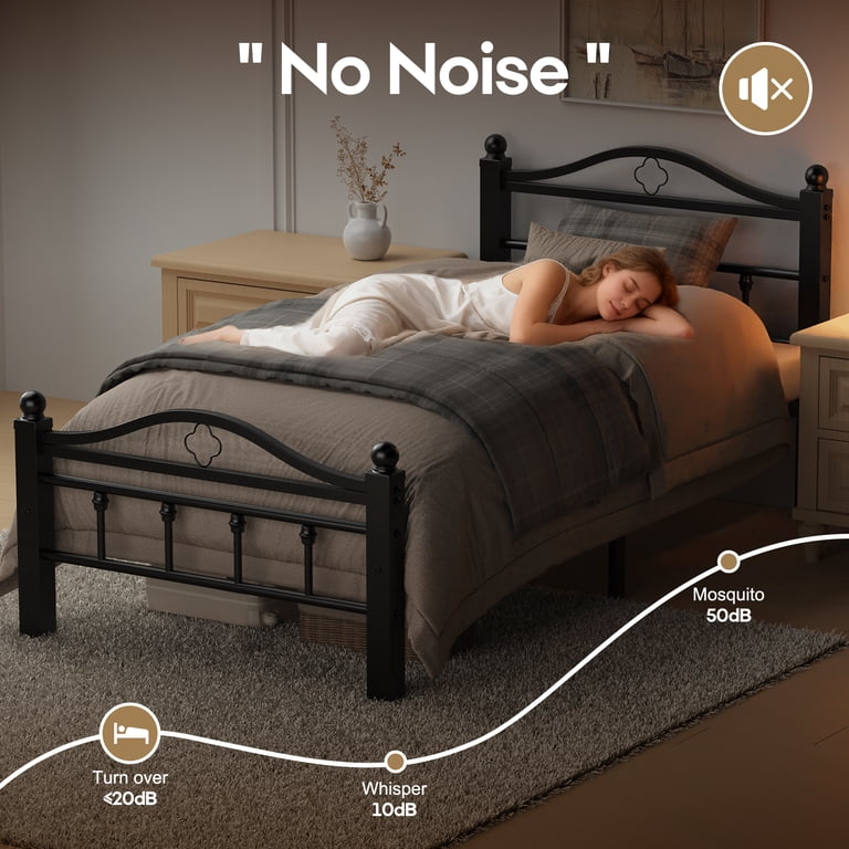 Kinsfook Twin Metal Bed Frame with Headboard, Black photo 7