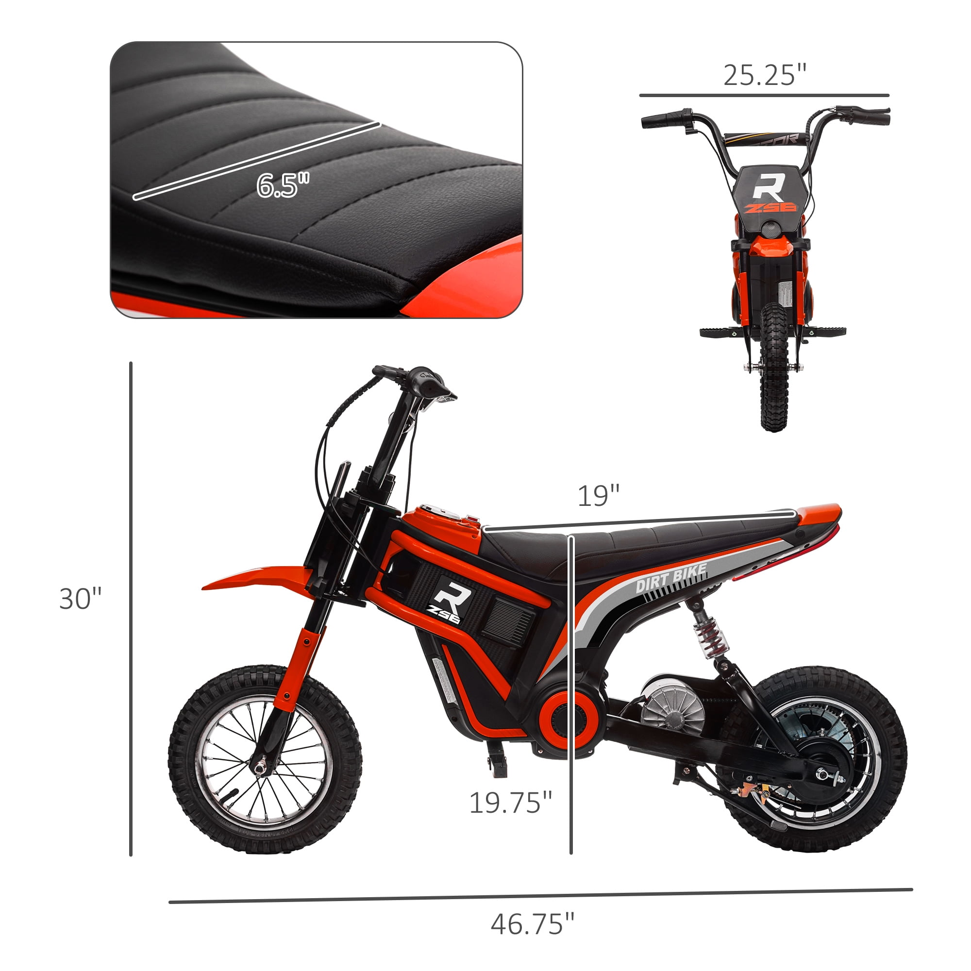 Aosom 24V 350W Electric Dirt Bike, up to 15 MPH w/ Twist Grip, Red