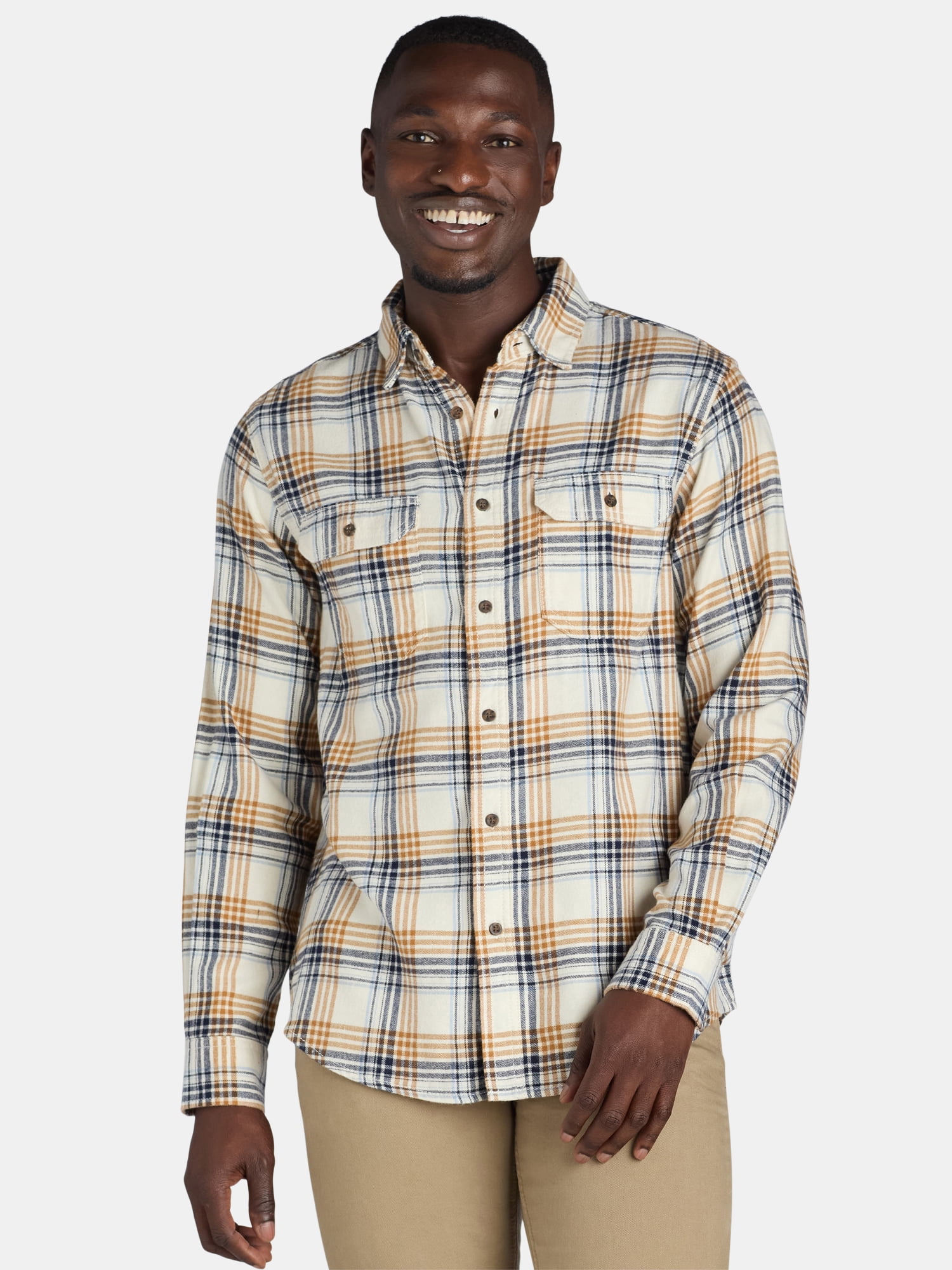 George Men's & Big Men's 2-Pack Flannel Shirt with Long