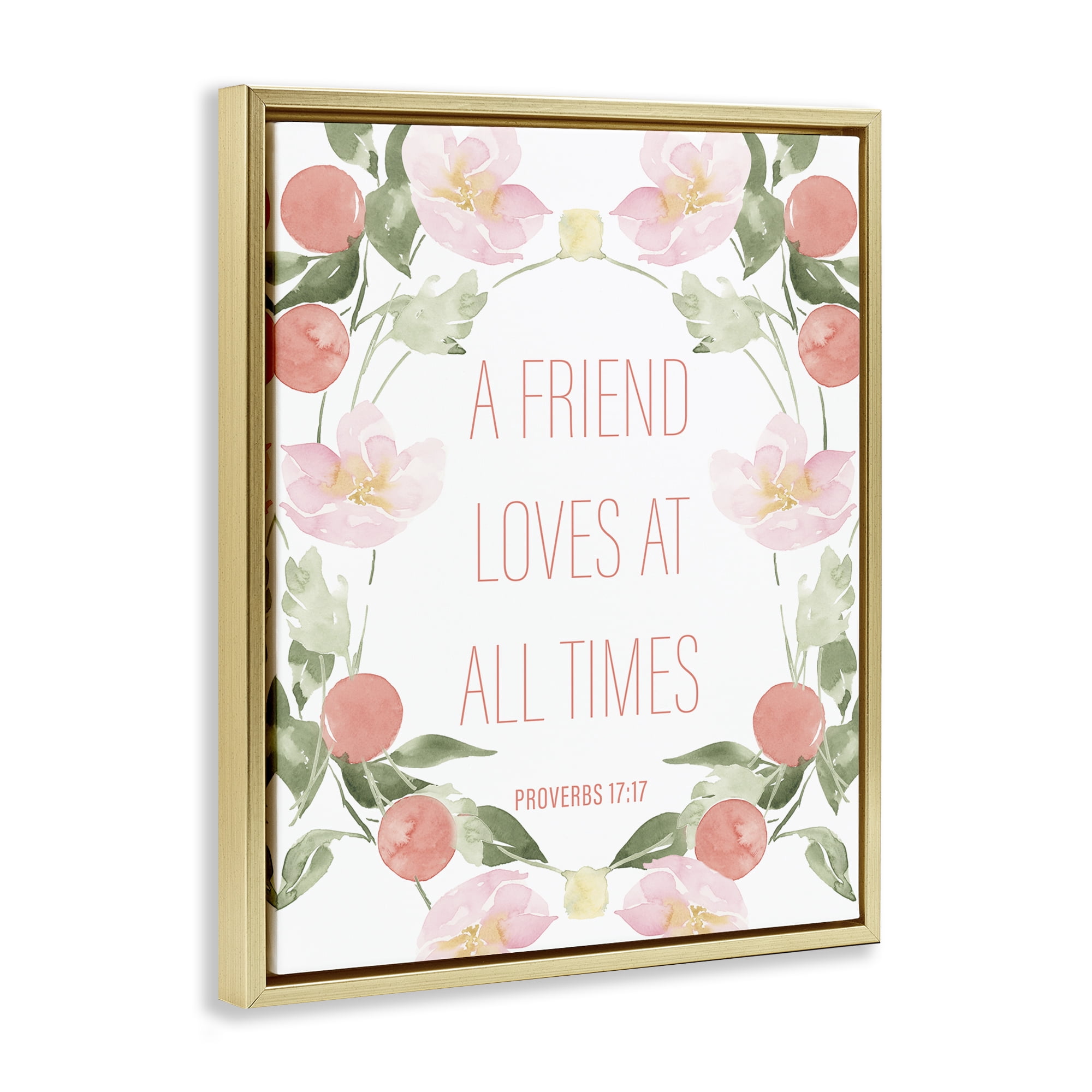 Stupell Industries A Friend Loves At All Times Gold Framed Floater Canvas Wall Art, design by Lucille Price