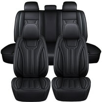 Leather Car Seat Cover 5 Seats for Chevrolet Chevy Silverado GMC Sierra 1500 2500HD 3500HD 2007-2021 Full Set Cushion Seat Covers for Cars Waterproof, Black