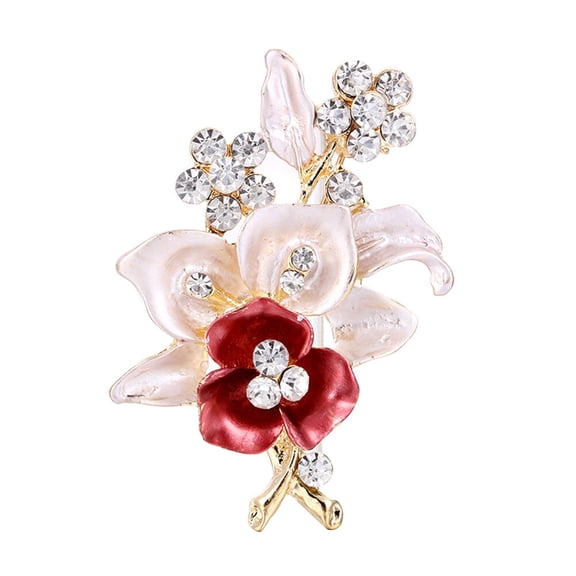 FENYUN Elegant Flower Shaped Brooch Alloy Rhinestone Brooch Pin Breastpin Jewelry Accessories Corsage Gift for Mother's Day