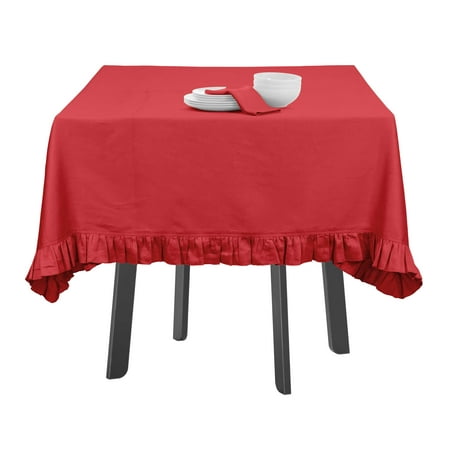 

Vargottam Ruffle Tablecloth Solid Table Cover Cotton Tablecloths For Square Tables Dining Tablecloths Table Linens Washable Coral Red 60 x 60 Inches