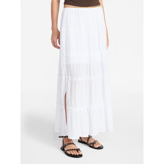 No Boundaries Lace Insert Tiered Maxi Skirt, Women's XXS-XXL