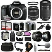 Canon EOS 60D DSLR Digital Camera with 18-55mm IS II + 55-250mm IS STM Lens + 128GB Memory + 2 Batteries + Charger + LED Video Light + Backpack + Case + Filters + Auxiliary Lenses + More