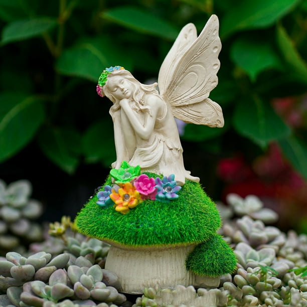 Mini escultura de hadas Solar, luz nocturna de hadas bonita, creativa para decoración de jardín
