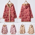 thumbnail image 3 of Moda mujer abrigo de invierno estampado floral forro polar con capucha manga larga chaqueta cálida d Abanopi Medio, 3 of 7