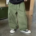 thumbnail image 2 of Boys Cargo Pants 2025 Fashion Plain Joggers With Pockets Loose Fit Comfortable Casual Trousers for Kids Outdoor Play And Everyday Wear, 2 of 9