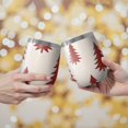 thumbnail image 2 of 12oz Stemless Wine Tumblers Red Christmas Tree Pattern Vacuum Insulated Stainless Steel Travel Tumbler Cups Mug with Lid and Straw for Champaign,Cocktail,Beer with Cleaning Brush, 2 of 5
